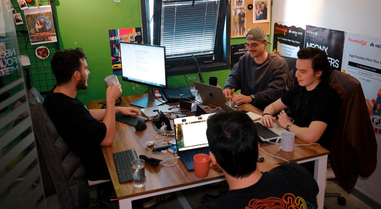 The Kant Labs team working together in the office.
